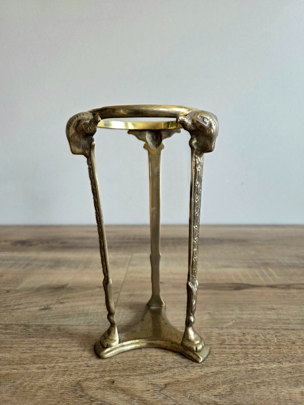 Vintage Ram's Head Plant Stand or Candleholder Hoof Feet Art Nouveau Style